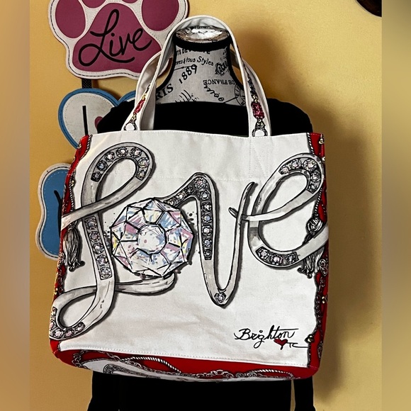 Brighton all that glitter  multicolor canvas tote bag 
14.5" h x 15.5" w x 8" d - Picture 8 of 13